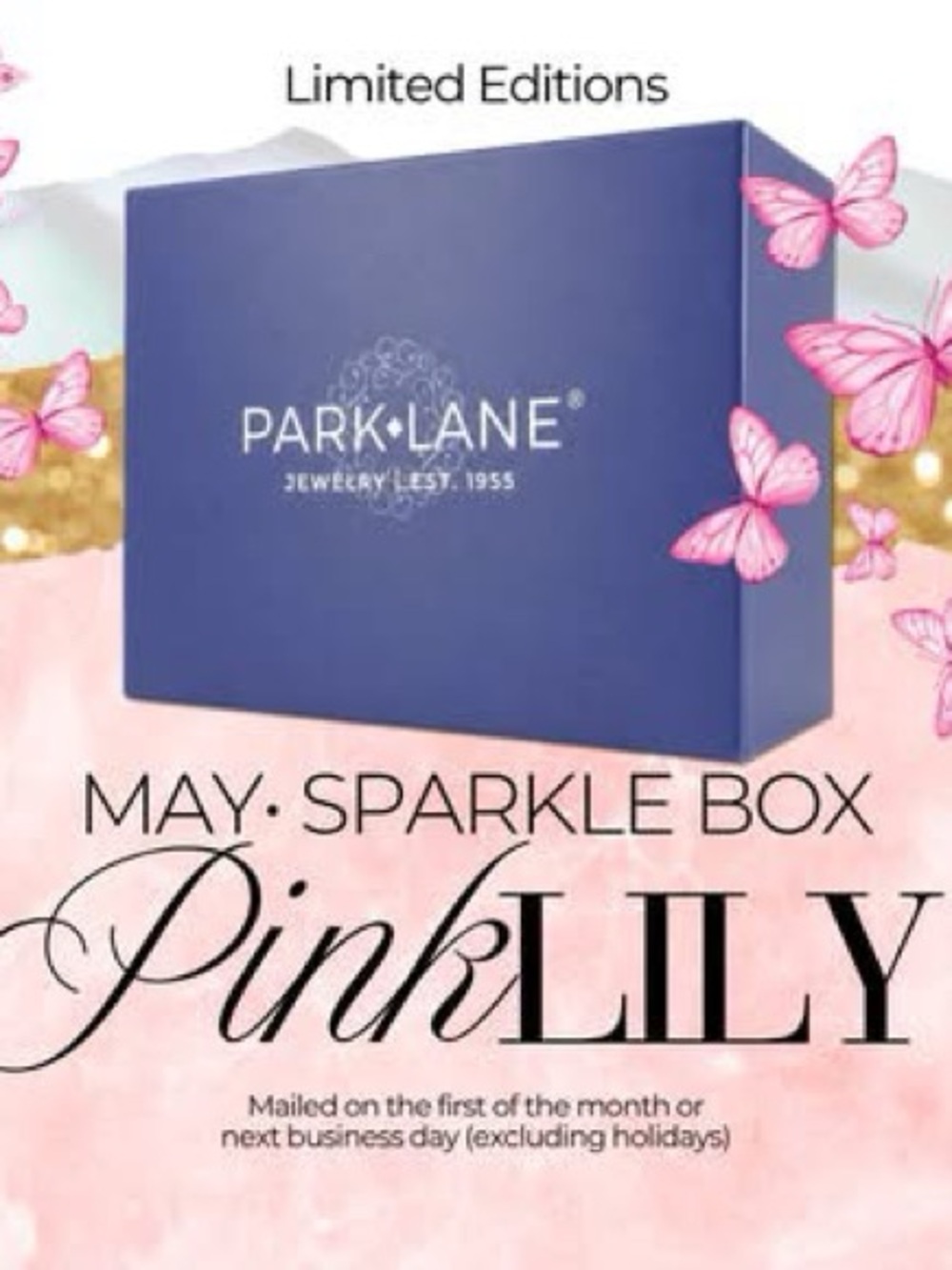 Park Lane (Hot) Pink Lily May sparkle Box Elite set, removable Butterfly Charm